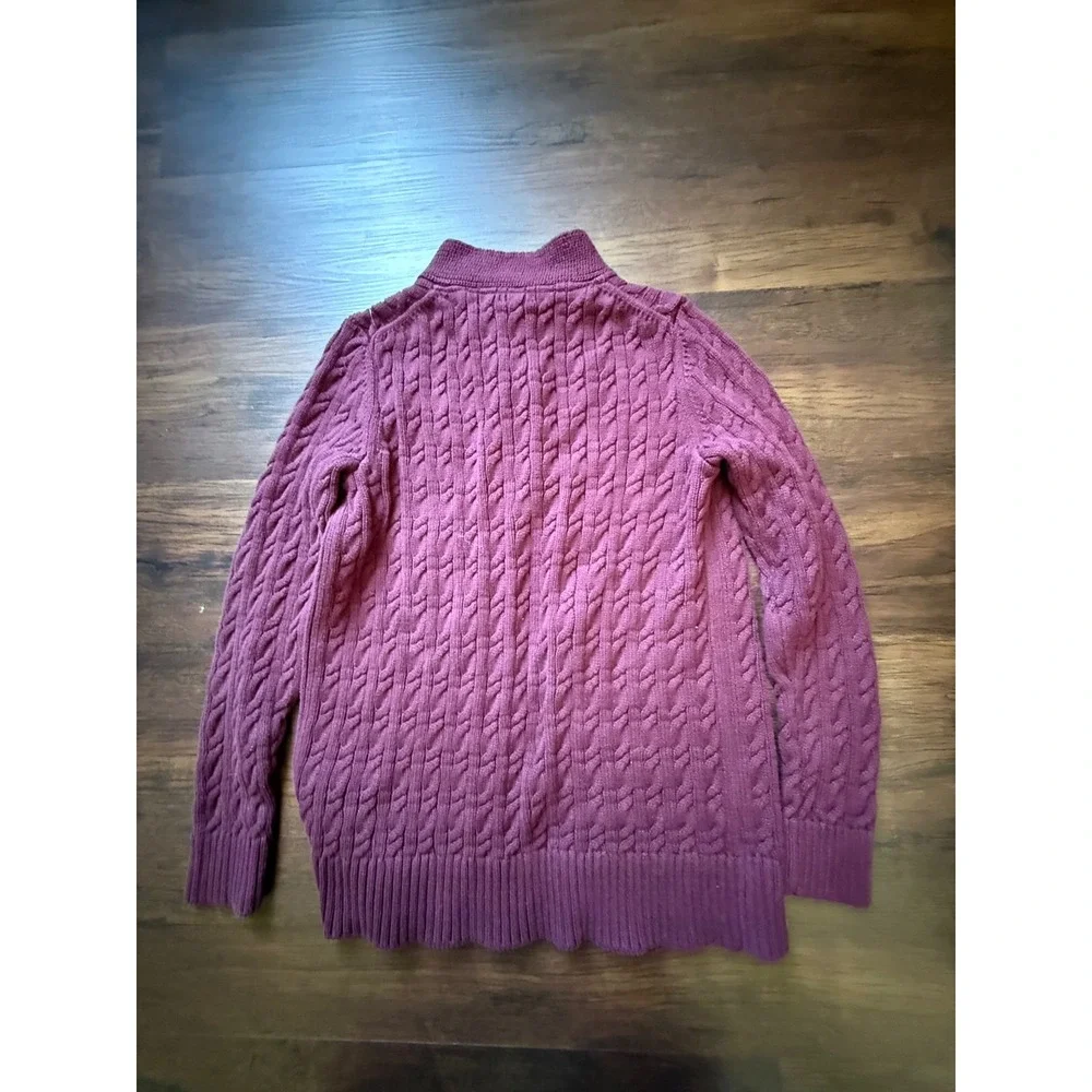 L.L.Bean Cable Knit Deep Wine‎ Button Front Cardigan
